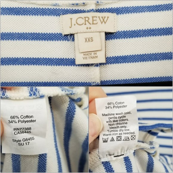 J.CREW Striped Mini Dress Blue White V Neck Cap Sleeve Nautical Pullover Sz XXS - Picture 5 of 10